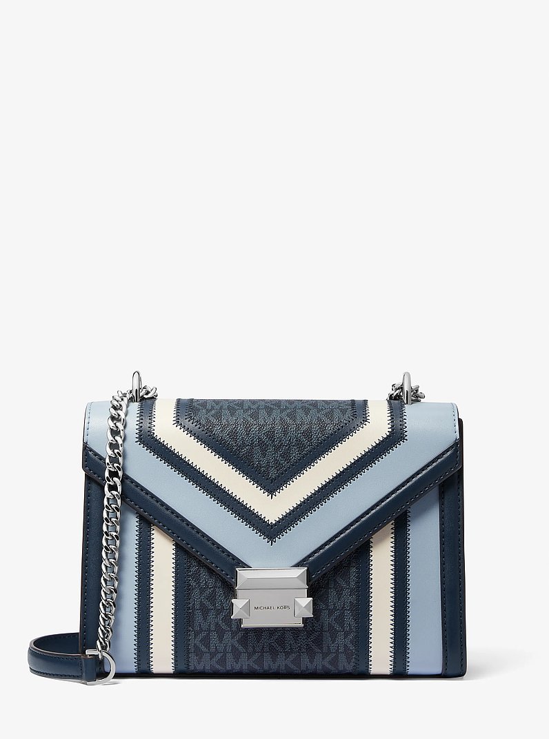 Whitney Medium Color-Block and Signature Logo Shoulder Bag in NAVY MULTI | Michael Kors