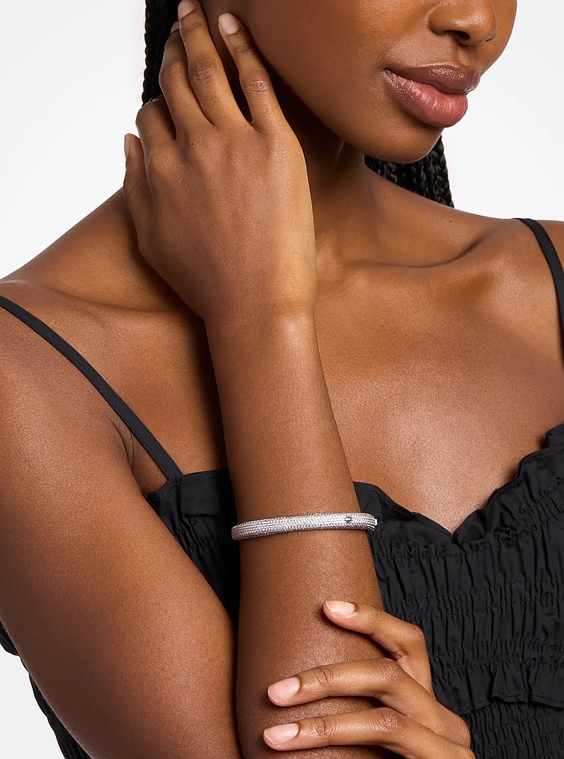 Quadratischer Armreif mit Pav&eacute; in SILBERFARBENER GLITZER | Michael Kors