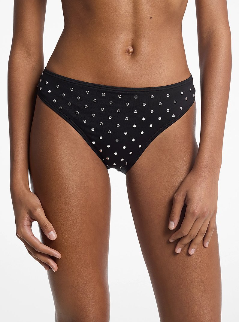 Braga de bikini de nailon el&aacute;stico con tachuelas in NEGRO | Michael Kors