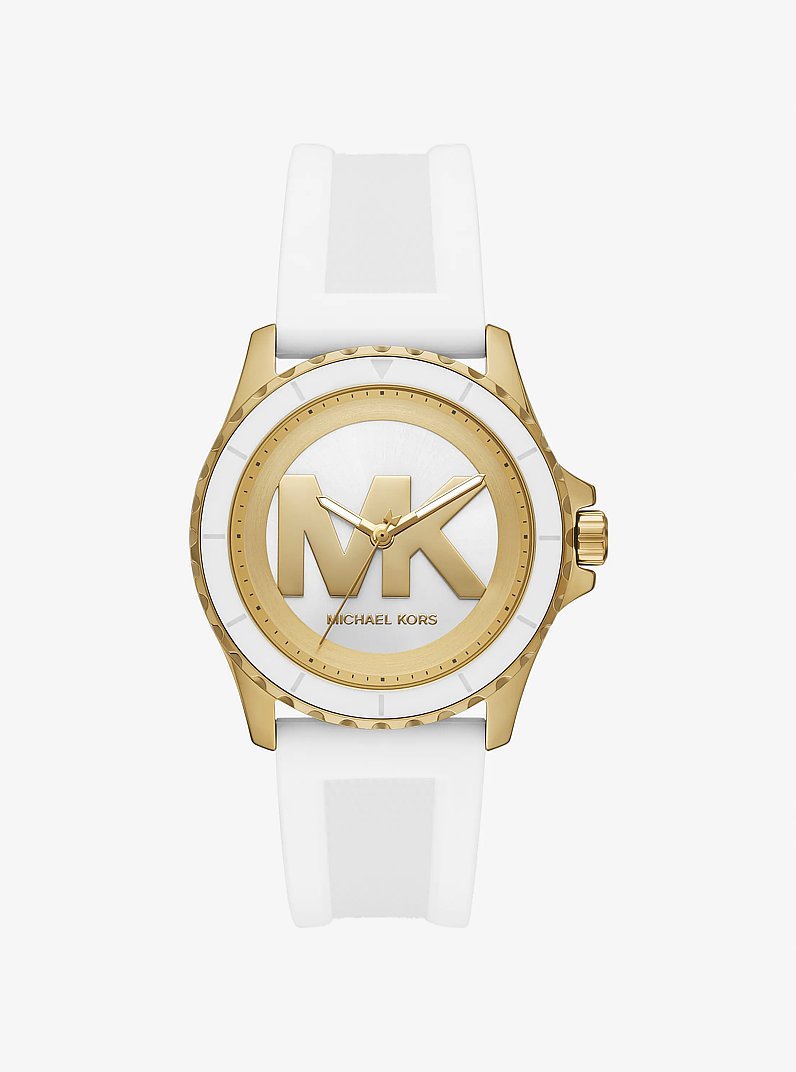 Oversized Everest Gold-Tone and Silicone Watch in OPTIC WHITE | Michael Kors