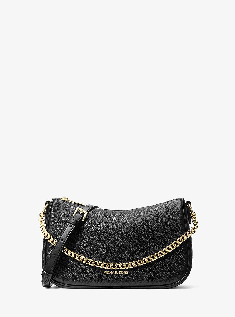 Carmela Medium Pebbled Leather Convertible Crossbody Bag in BLACK | Michael Kors