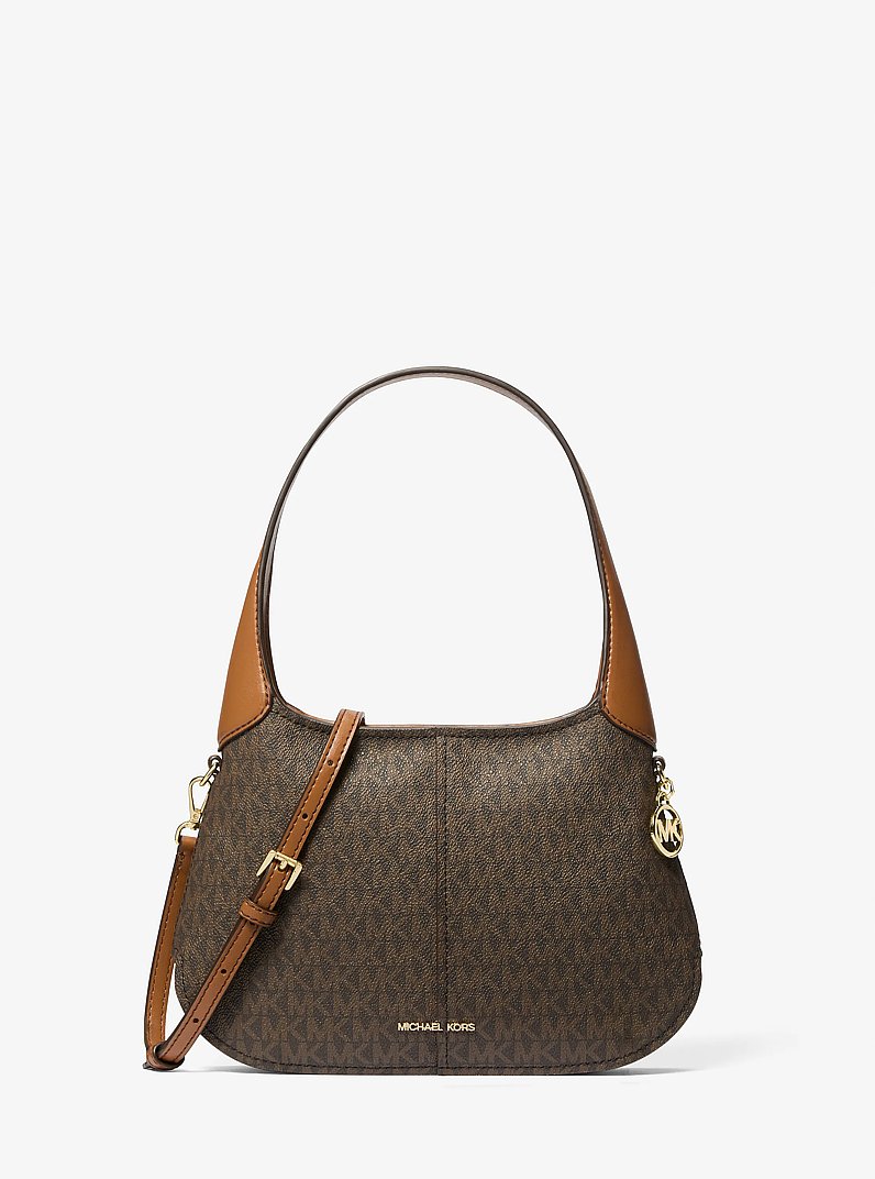 Schultertasche Alice Small mit Signature-Logomuster in BRN/EICHELBR | Michael Kors