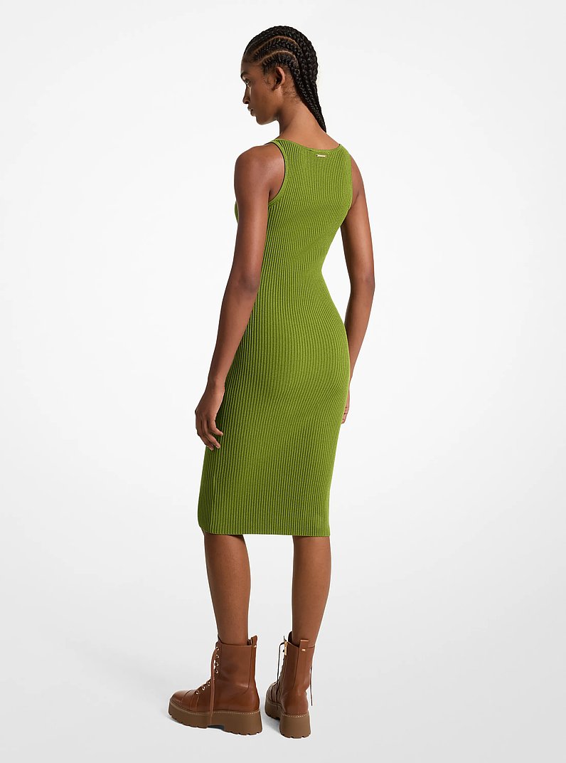 Vestido de tirantes midi de tejido el&aacute;stico acanalado in [3421] | Michael Kors