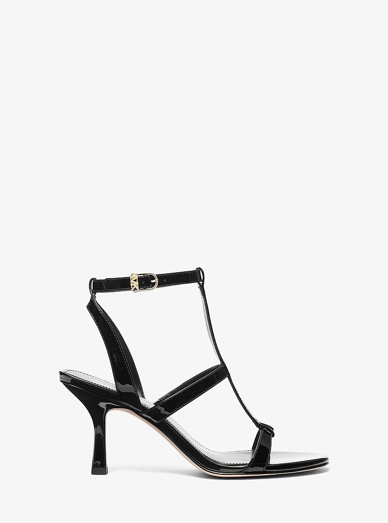 Nara Patent Leather Sandal in BLACK | Michael Kors