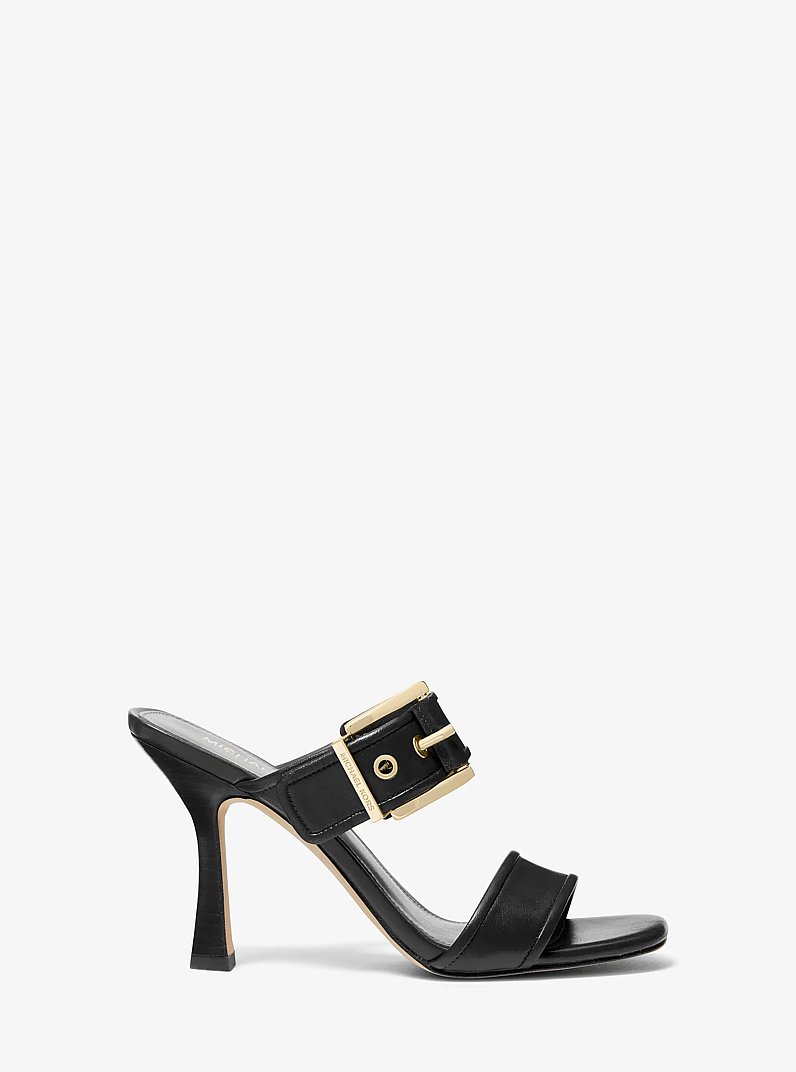 Colby Leather Sandal in BLACK | Michael Kors