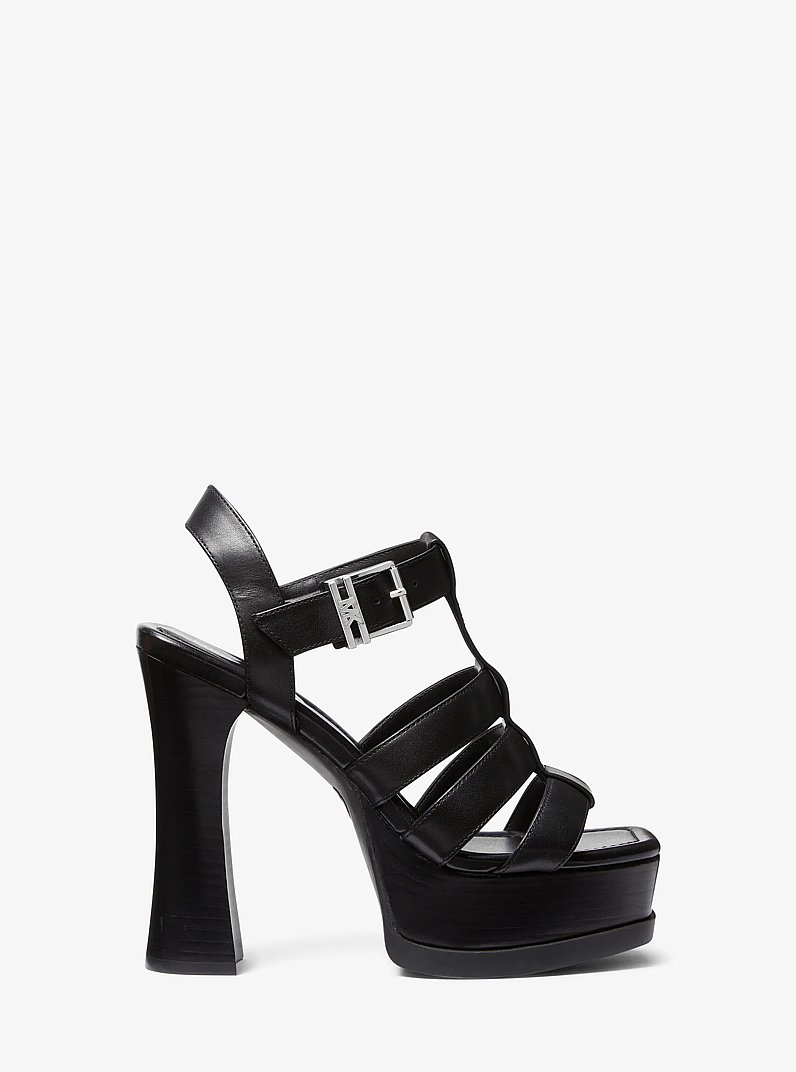 Jagger Leather Platform Sandal in BLACK | Michael Kors