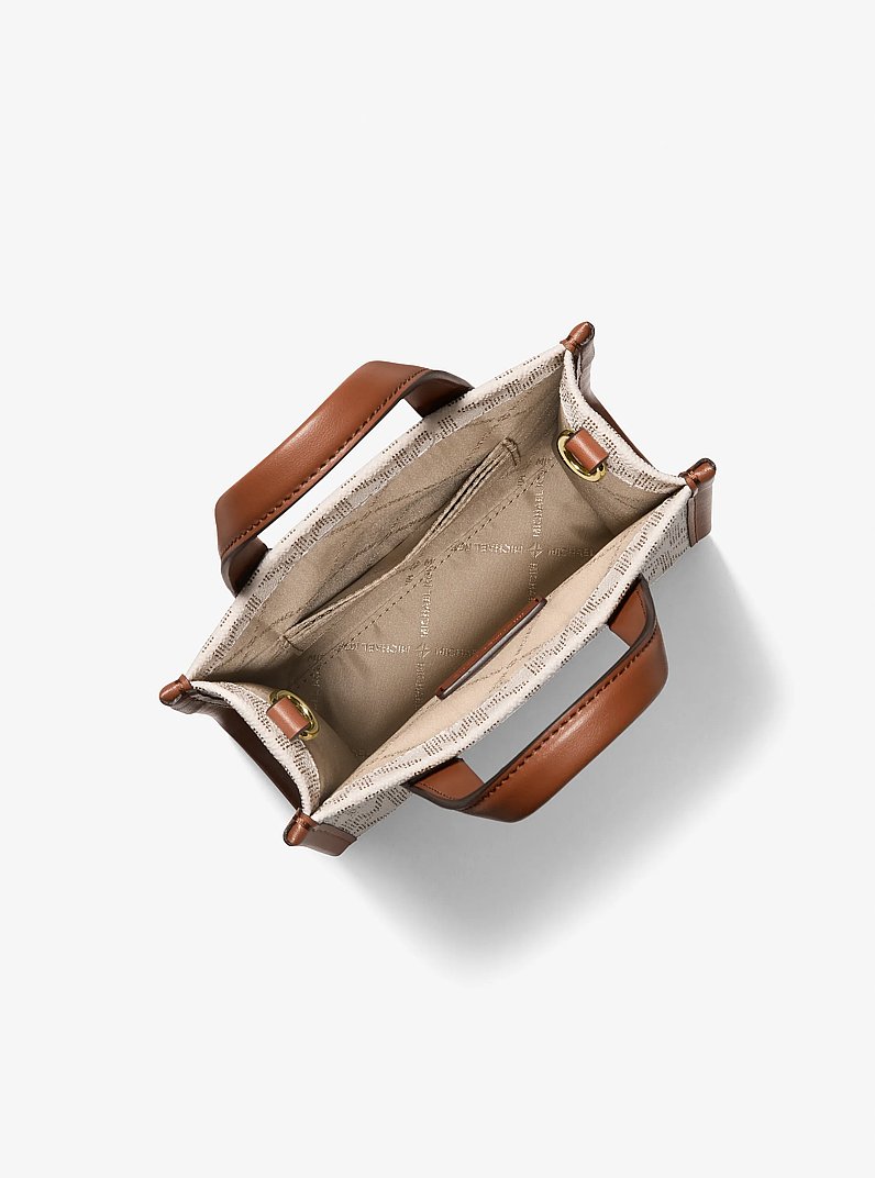 Gigi Extra-Small Signature Logo Crossbody Bag in VANILLA/LUGGAGE | Michael Kors