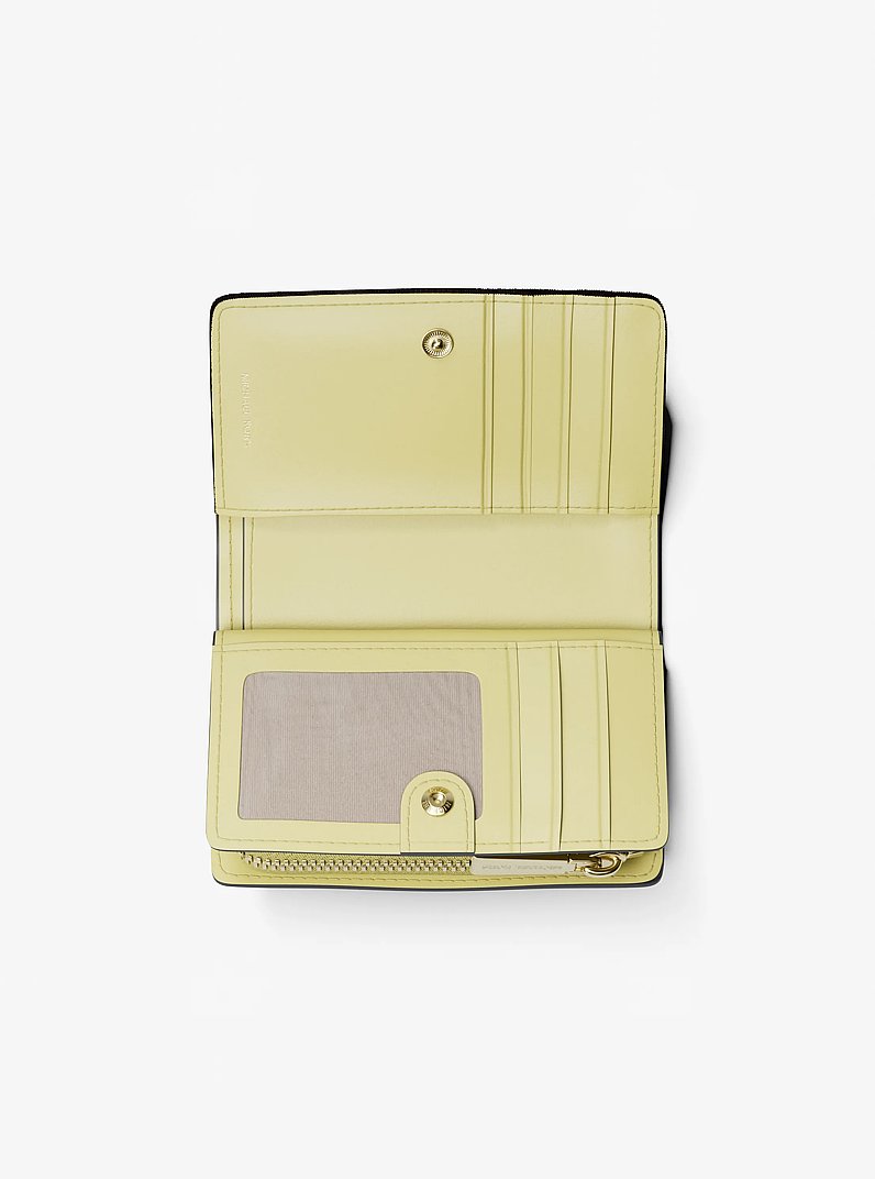 Bryant Medium Pebbled Leather Wallet in LEMON | Michael Kors