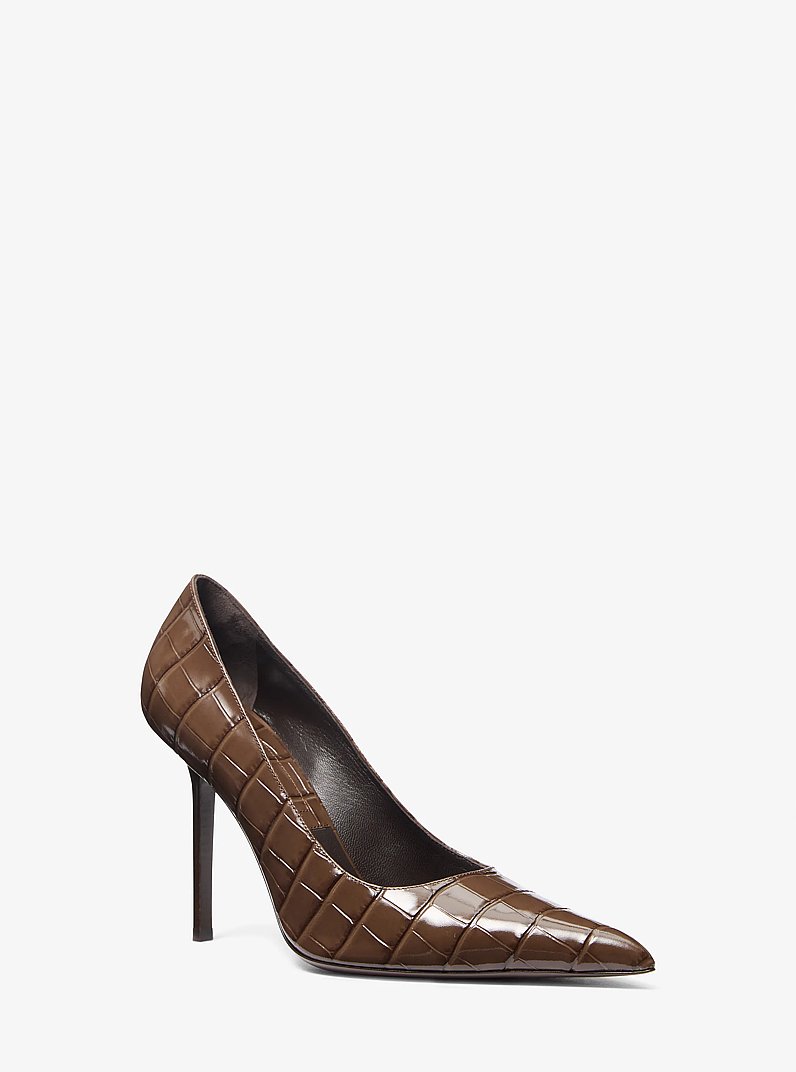 Winona Crocodile Embossed Leather Pump in COCOA | Michael Kors