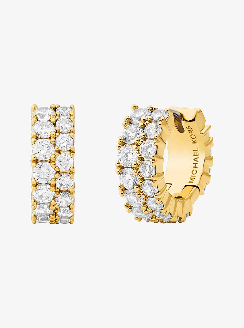 Double Pav&eacute; Huggie Earrings in GOLD | Michael Kors