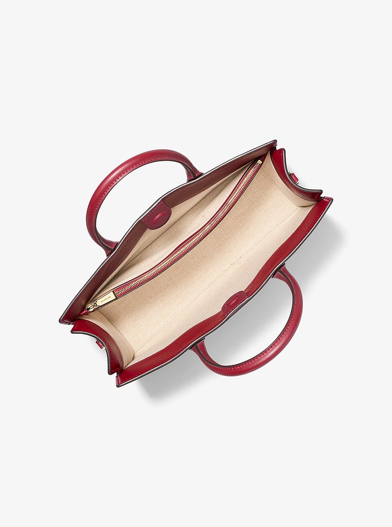 Scarlett Medium Leather Satchel in DEEP RED | Michael Kors