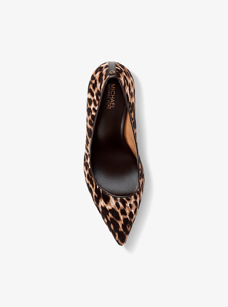 D&eacute;collet&eacute; Alina Flex in pelle effetto cavallino leopardata in CAMMELLO SCURO MULTI | Michael Kors
