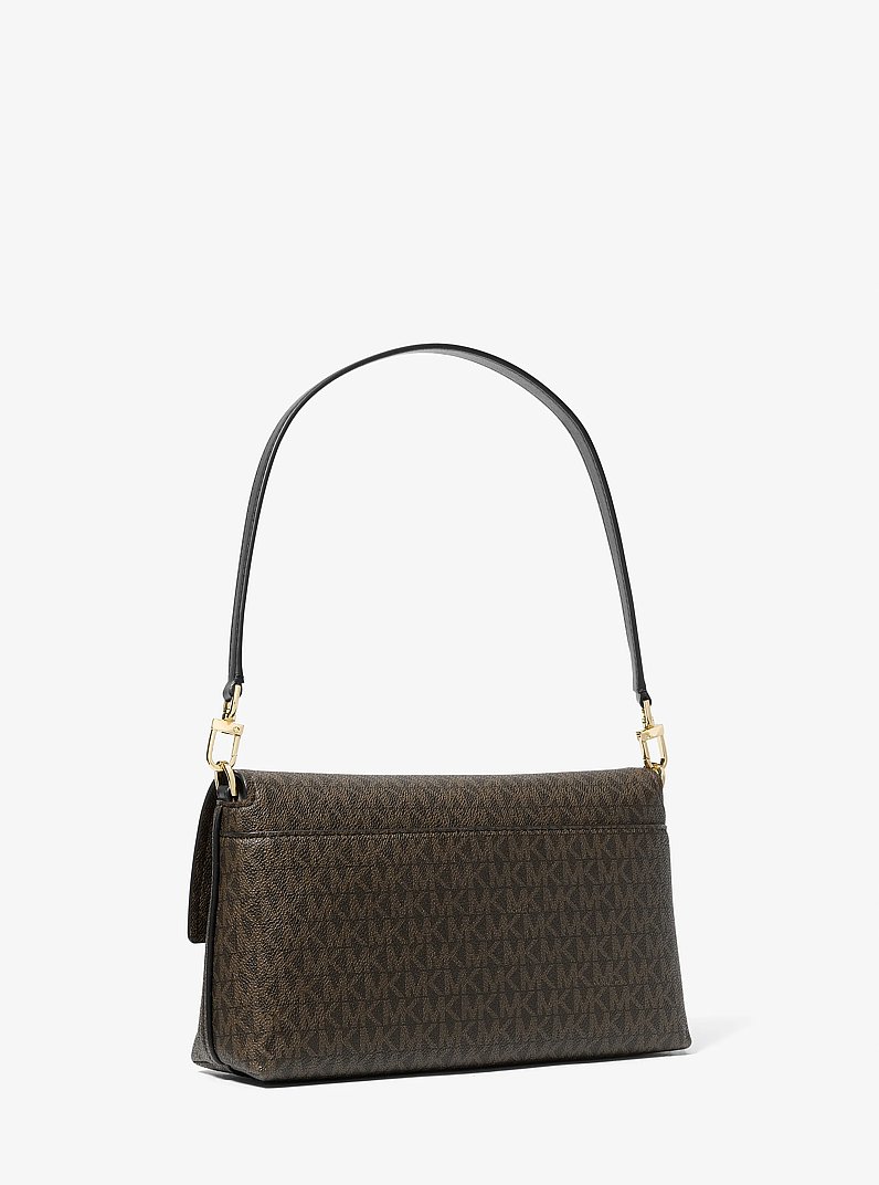 Bolso de hombro Addie mediano transformable con logotipo in MARR&Oacute;N/NEGRO | Michael Kors