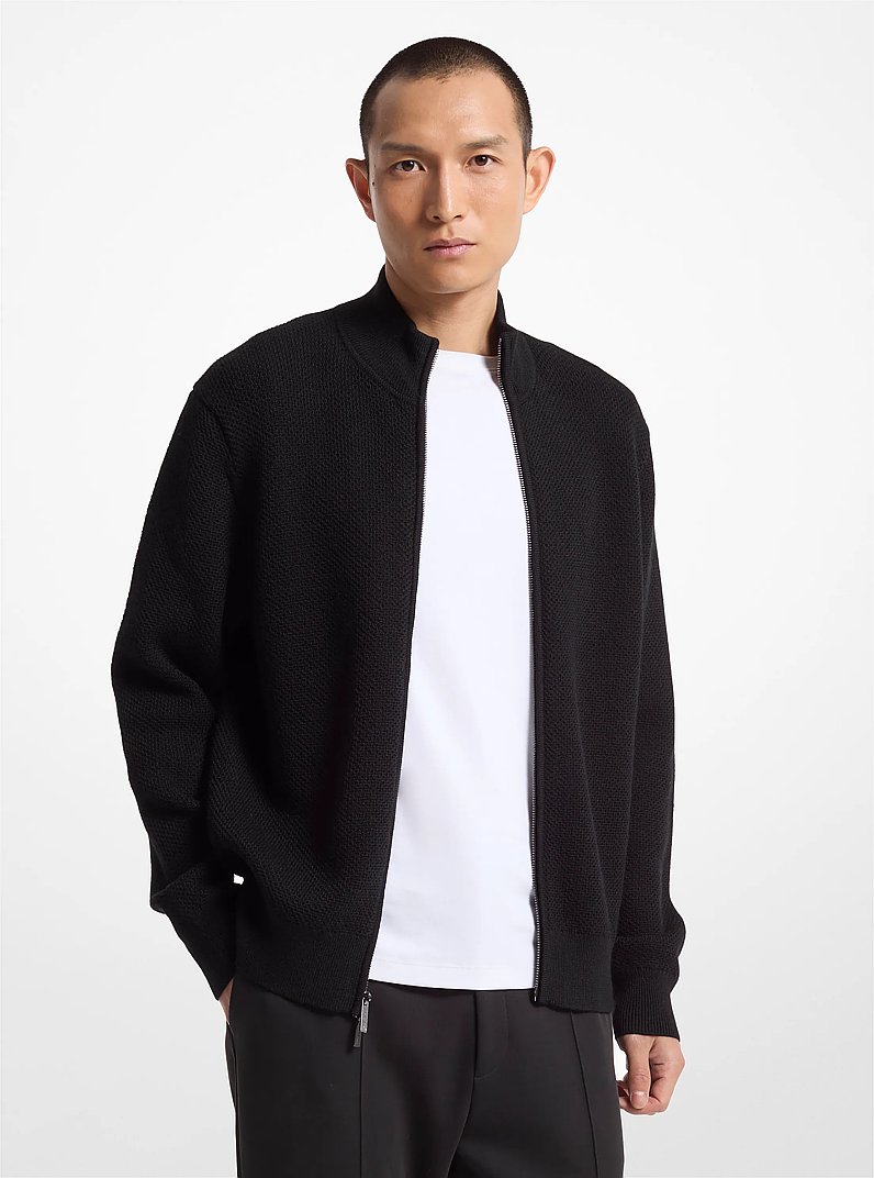 Wool Blend Zip-Up Sweater