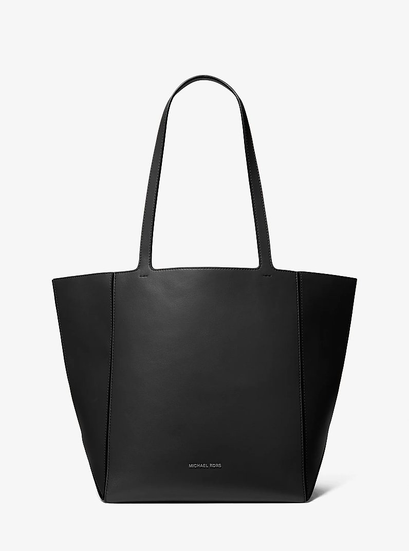 Jordi Large Leather Tote Bag in BLACK | Michael Kors