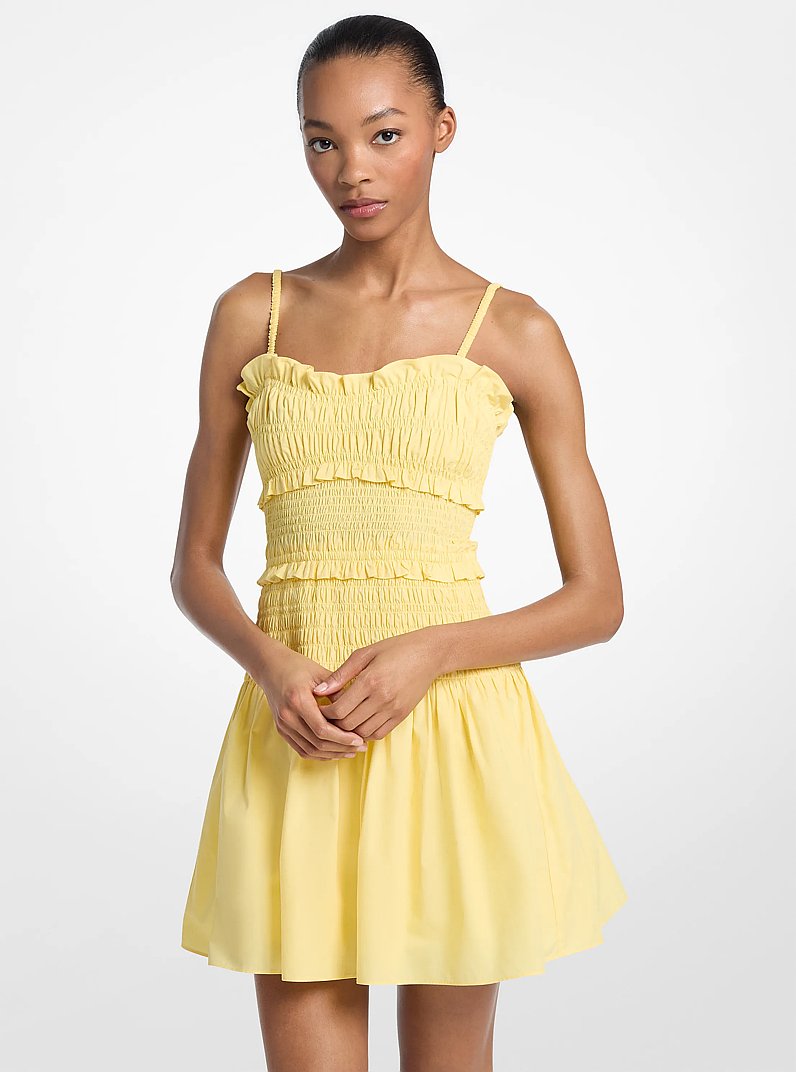 Gesmoktes Tanktopkleid aus Baumwoll-Popeline in ZITRONE | Michael Kors