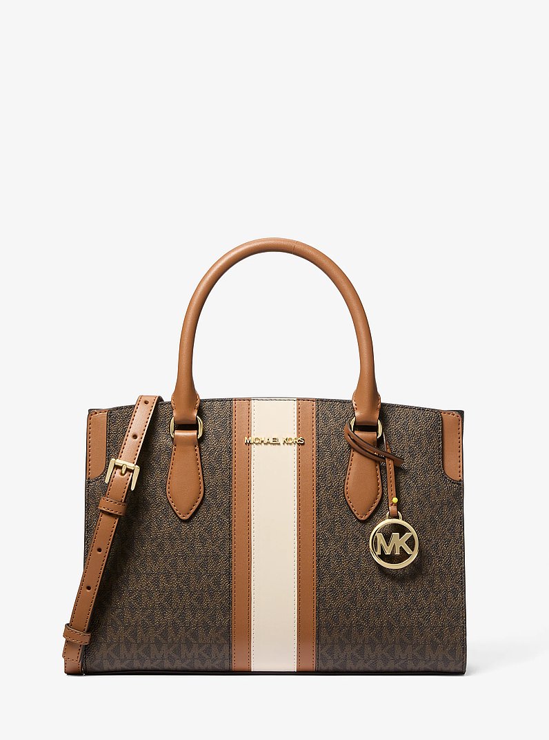 Tas Becca met strepen en kenmerkend logo, middelgroot in BRUIN/EIKELBRUIN | Michael Kors