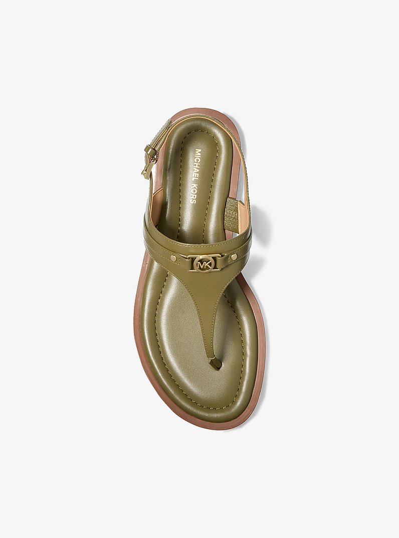 Mandy Leather T-Strap Sandal in SAFARI GREEN | Michael Kors