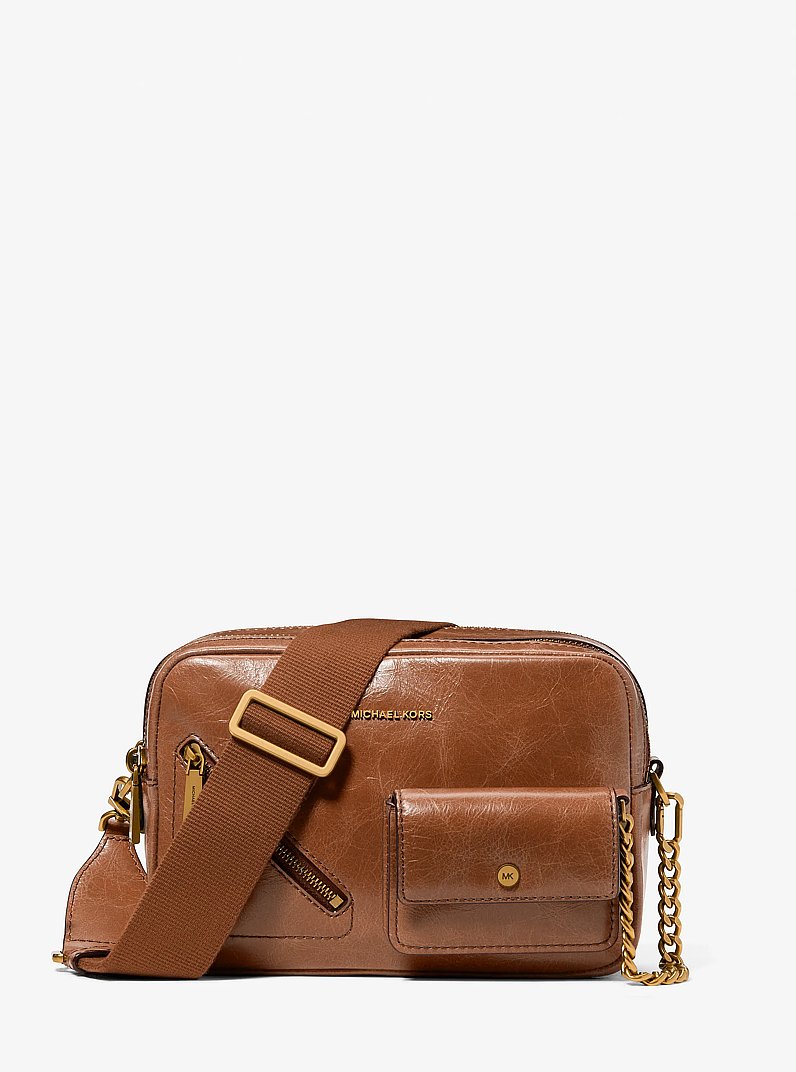 Camera bag a tracolla Bryant media in pelle in CUOIO | Michael Kors