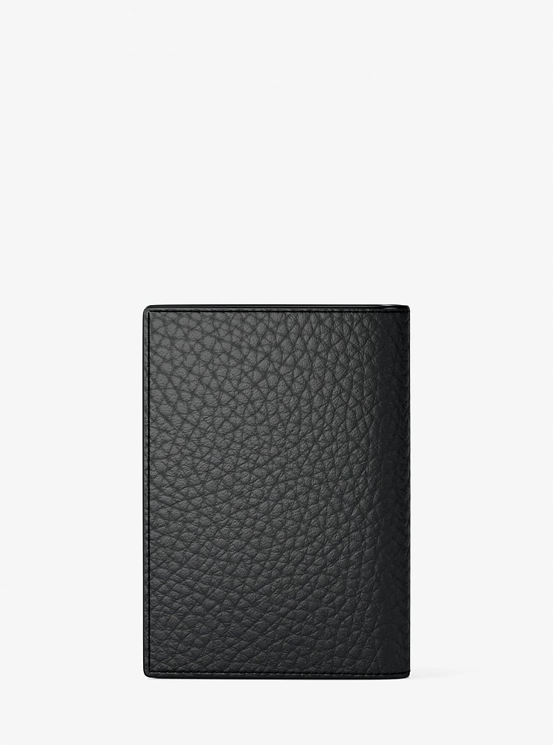 Porta carte di credito a portafoglio Hudson in pelle martellata in NERO | Michael Kors