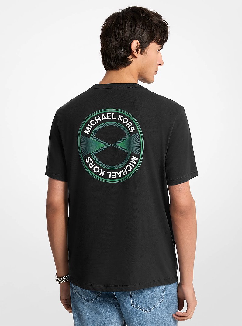 T-shirt in cotone con logo effetto grafico in NERO | Michael Kors