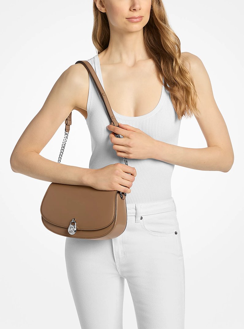 Mila Medium Leather Messenger Bag in DRIFTWOOD | Michael Kors