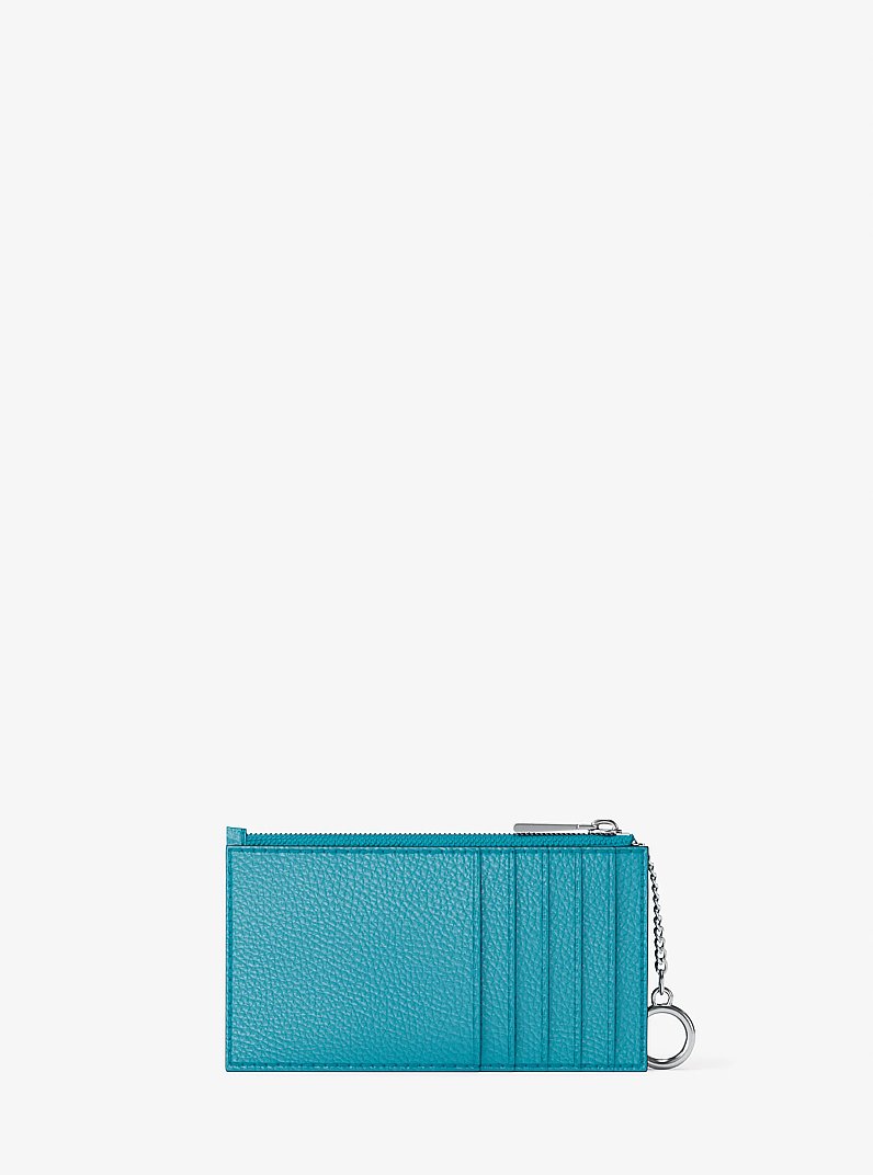 Jet Set Small Pebbled Leather Card Case in MILOS BLUE | Michael Kors