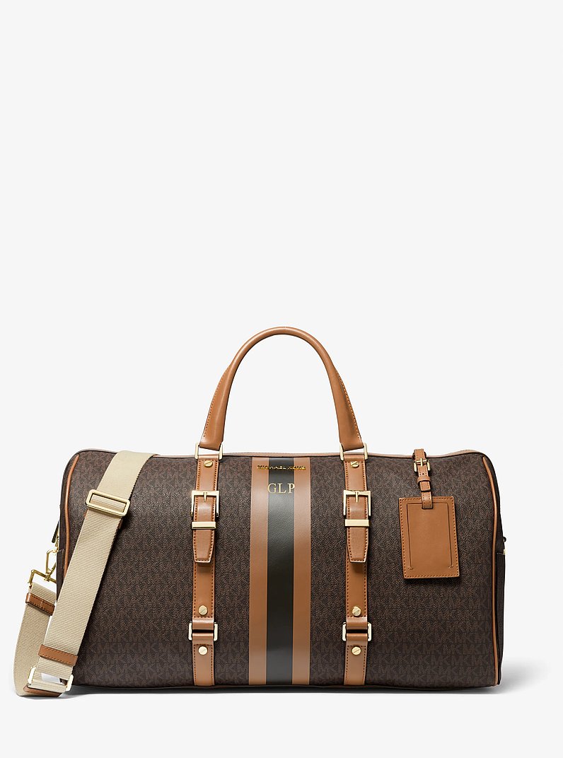 Bedford Travel Extra-Large Logo Stripe Weekender Bag in BRN/ACORN | Michael Kors