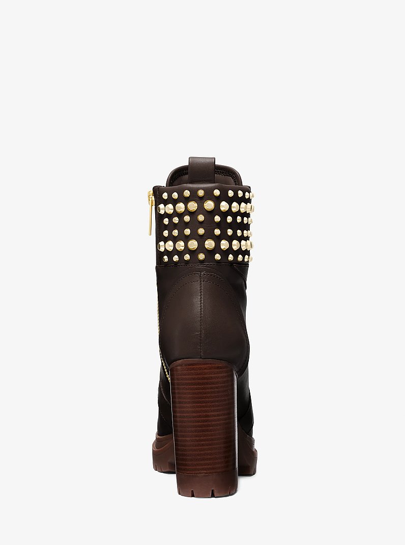 Yvonne Studded Leather Boot in CHOCOLATE | Michael Kors
