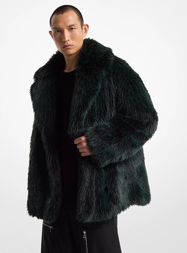 Faux Fur Peacoat in DARK EMERALD | Michael Kors