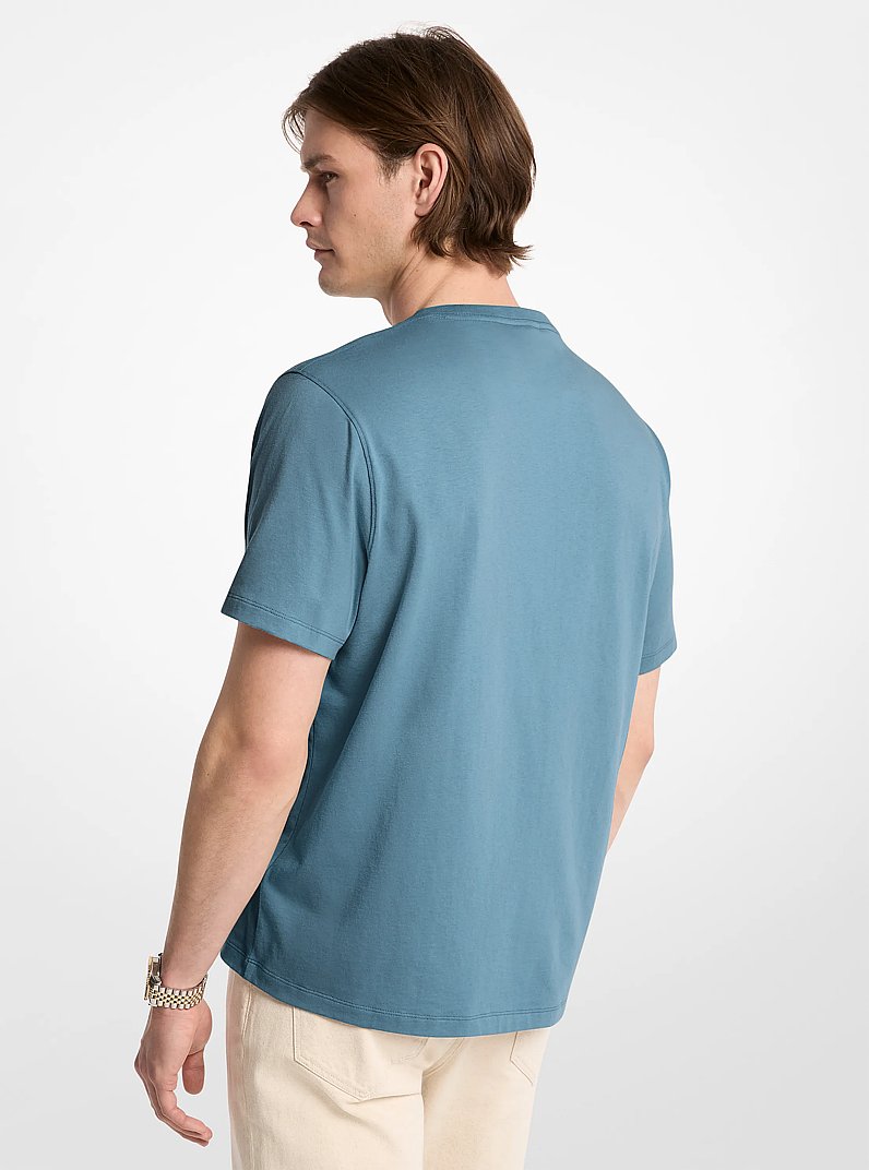 Logo Charm Cotton Jersey T-Shirt in LIGHT LAGOON | Michael Kors