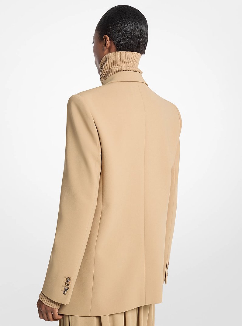 Stretch Wool Crepe Asymmetric Blazer in FAWN | Michael Kors
