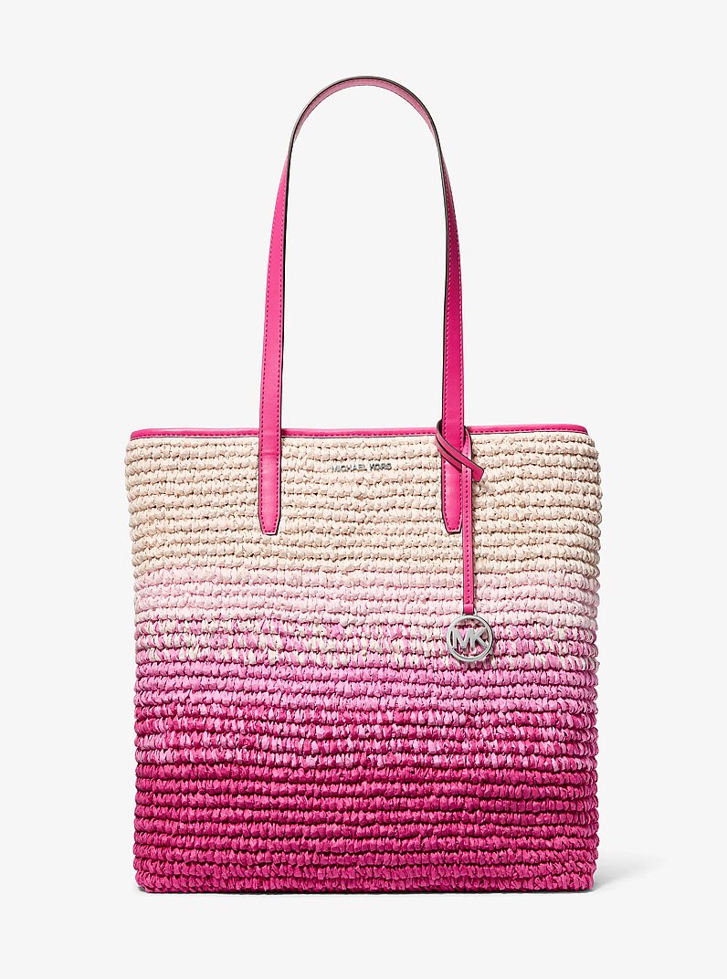 The Michael Large Ombr&eacute; Straw Tote Bag in DRAGONFRUIT | Michael Kors