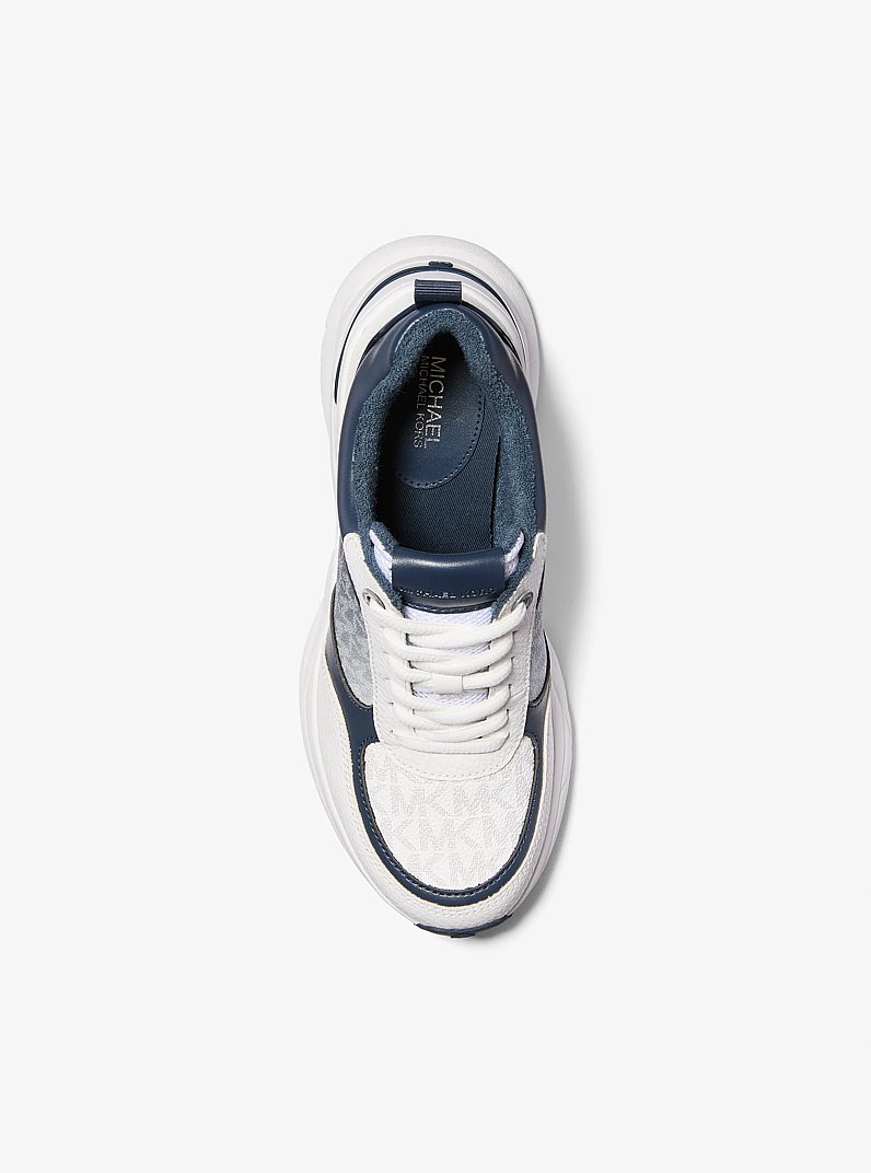 Katrina Mixed-Media Trainer in NAVY | Michael Kors