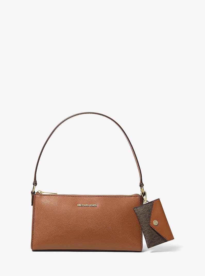 Vincent Medium Saffiano Leather Pochette with Signature Logo Card