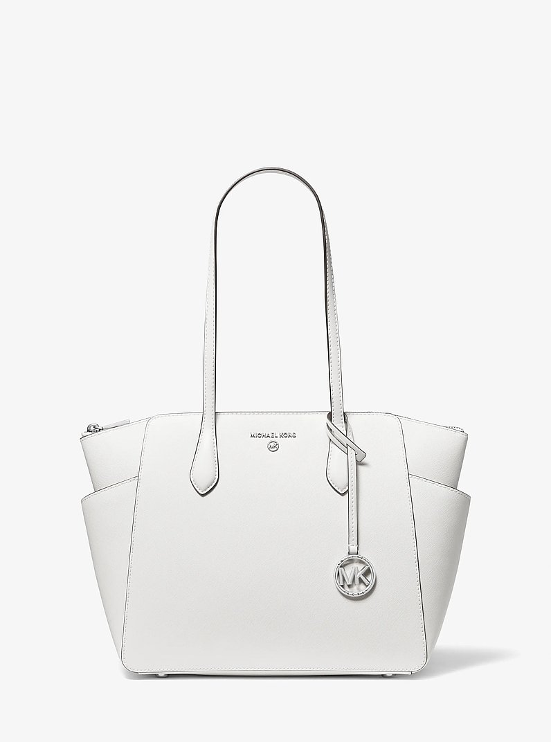 Marilyn Medium Saffiano Leather Tote Bag in OPTIC WHITE | Michael Kors