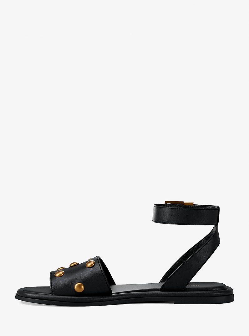Rosetta Studded Leather Sandal in BLACK | Michael Kors