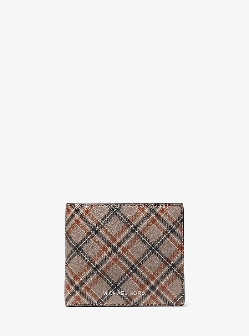 Cooper Plaid Print Wallet in MUSHROOM | Michael Kors