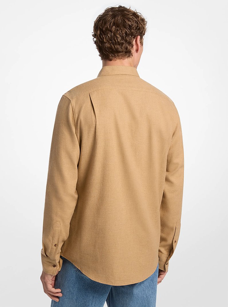 Camicia in flanella di cotone in CAMMELLO SCURO M&Eacute;LANGE | Michael Kors