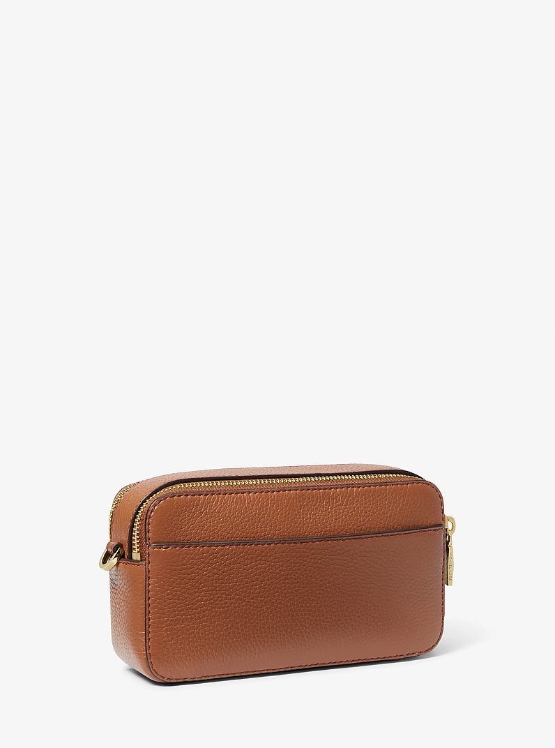 Jet Set Small Pebbled Leather Double-Zip Camera Bag in LUGGAGE | Michael Kors