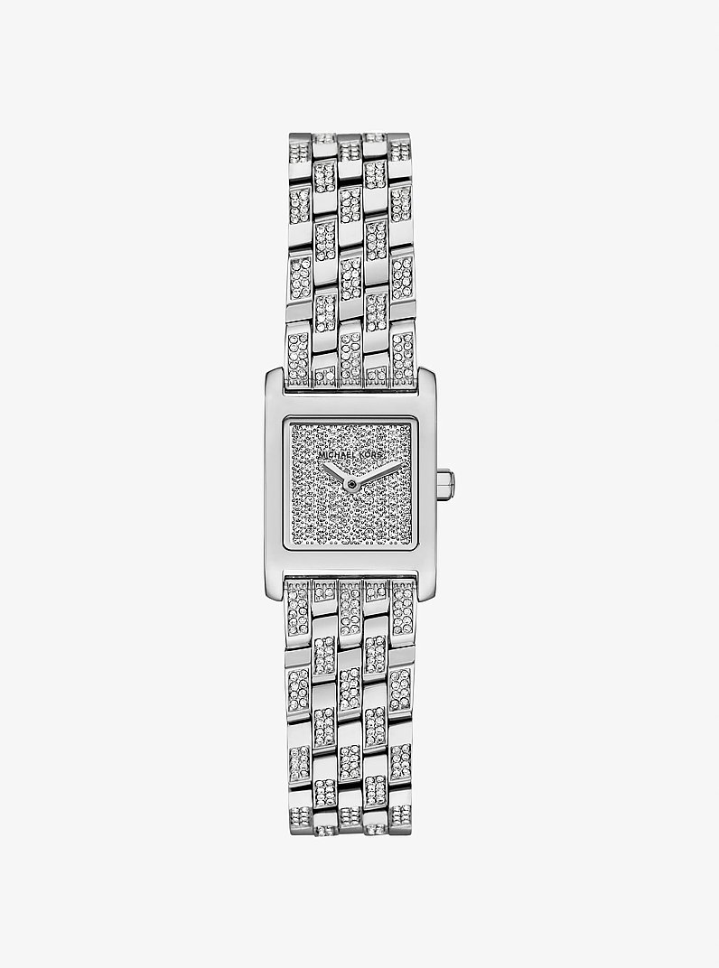 Micro Georgie Pav&eacute; Silver-Tone Watch in SILVER | Michael Kors