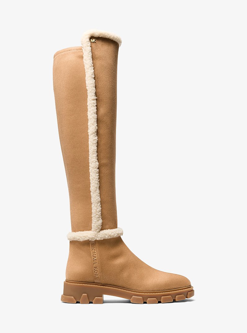 Ridley Faux Shearling Trim Riding Boot in PEANUT | Michael Kors