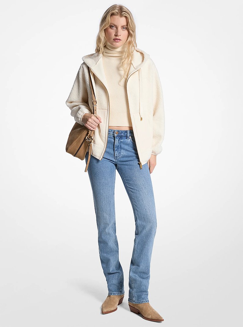 Sherpa Hooded Jacket in BONE | Michael Kors