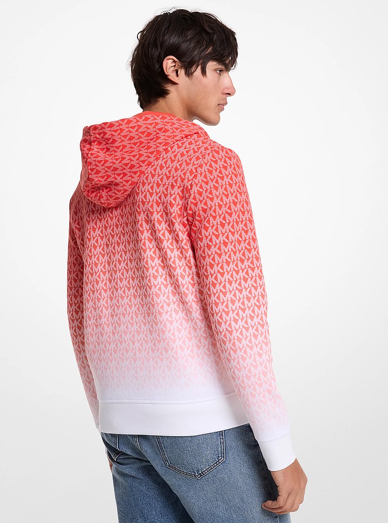 Ombr&eacute; Signature Logo Cotton Blend Zip-Up Hoodie in RED CLAY | Michael Kors