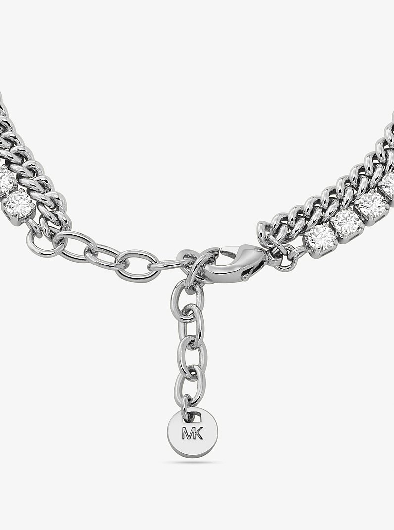 Bracciale tennis doppio con catena in ottone e placcatura in metallo prezioso in ARGENTO | Michael Kors