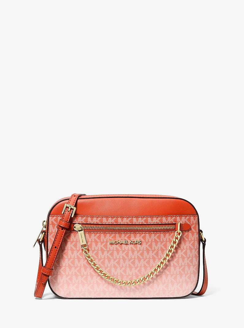 Jet Set Large Ombré Signature Logo Crossbody Bag in RED CLAY