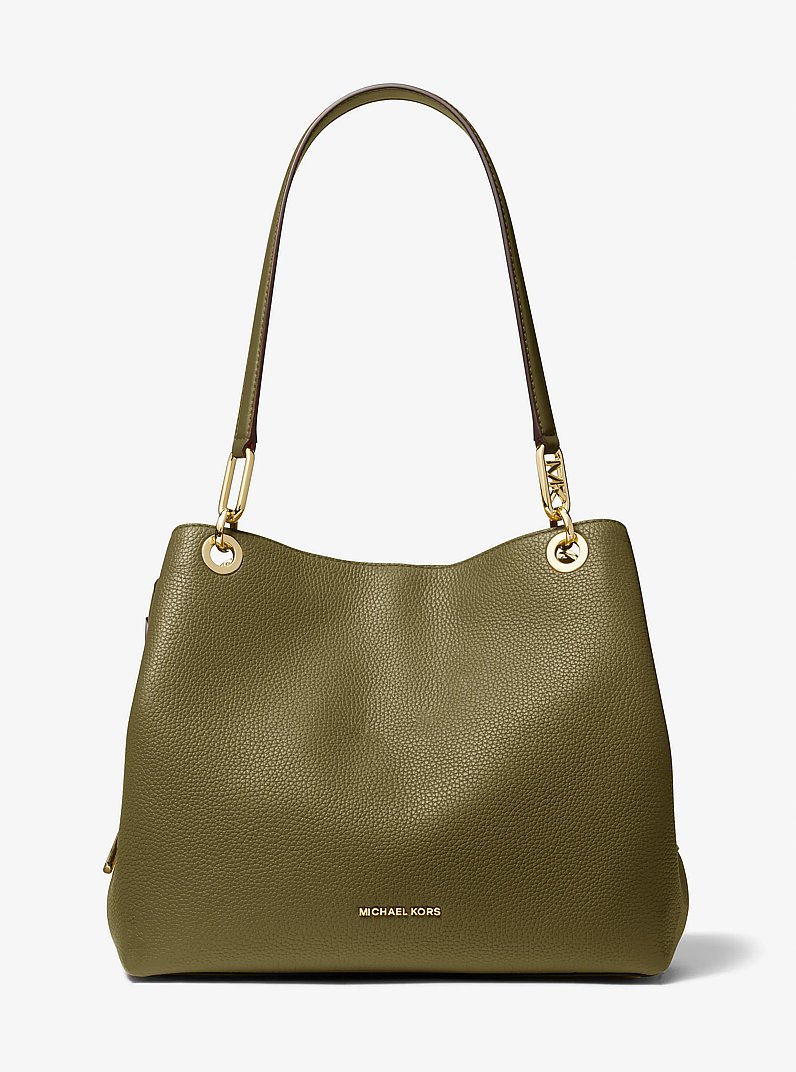 Kensington Large Pebbled Leather Tote Bag in SAFARI GREEN | Michael Kors