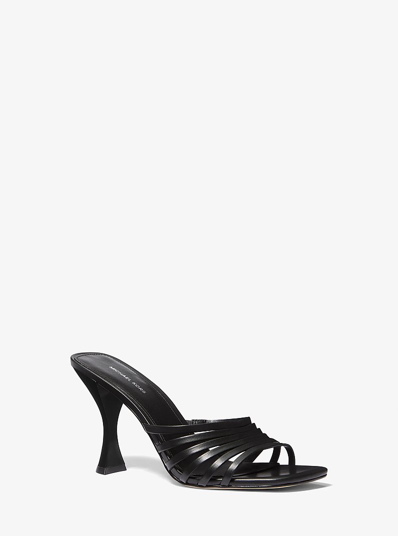 Haisley Leather Sandal in BLACK | Michael Kors