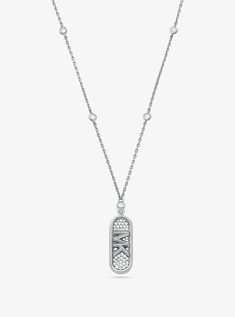 Collana in argento sterling placcato in metallo prezioso con pav&eacute; e logo Empire in ARGENTO | Michael Kors