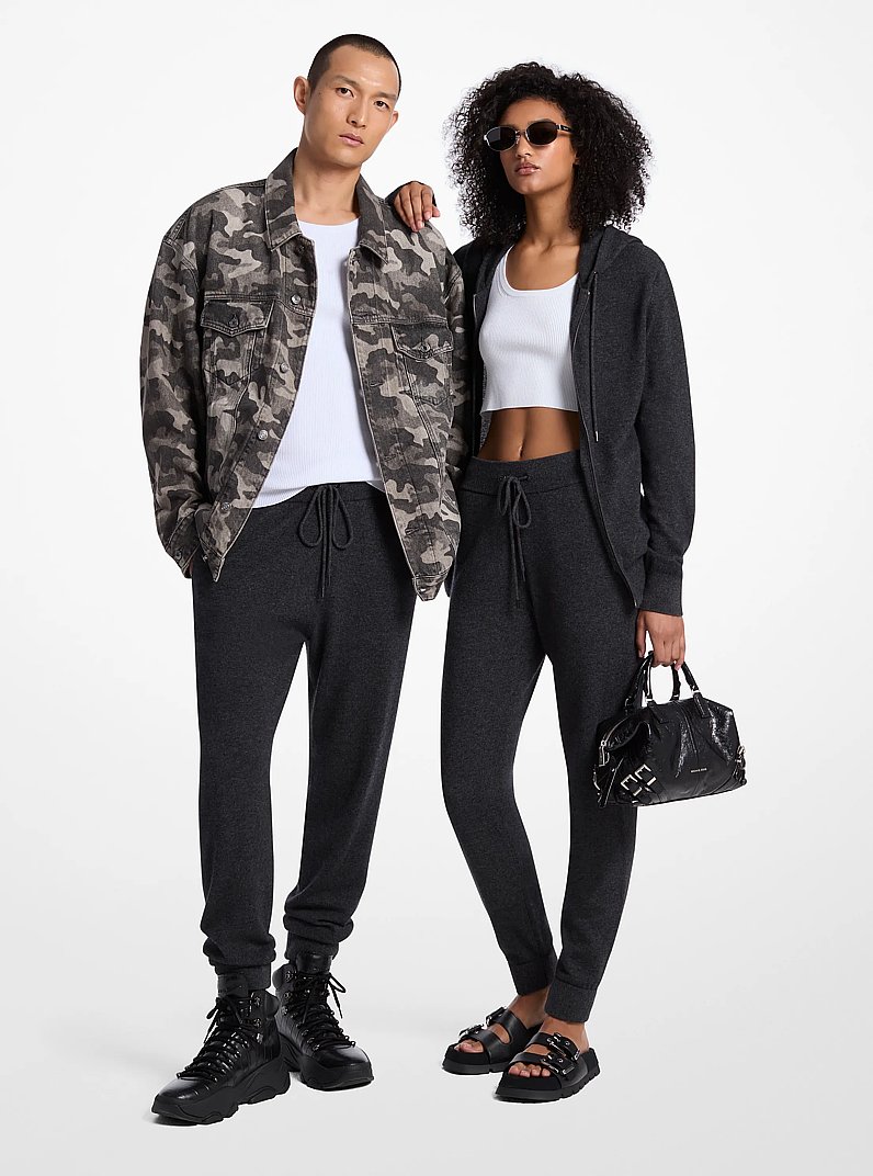 Wool and Cashmere Blend Joggers in CHARCOAL_MELANGE | Michael Kors